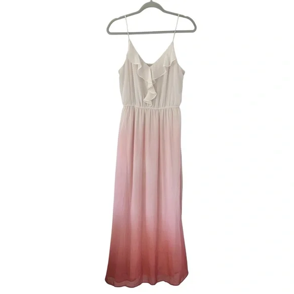 Two-tone White & Pink Long Dress LC Lauren Conrad Flowy Design Womens Size Small - Picture 1 of 4